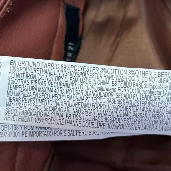 Forever 21 Women's Brown Faux Vegan Leather Mini Straight Pencil Skirt Size S - Picture 5 of 5